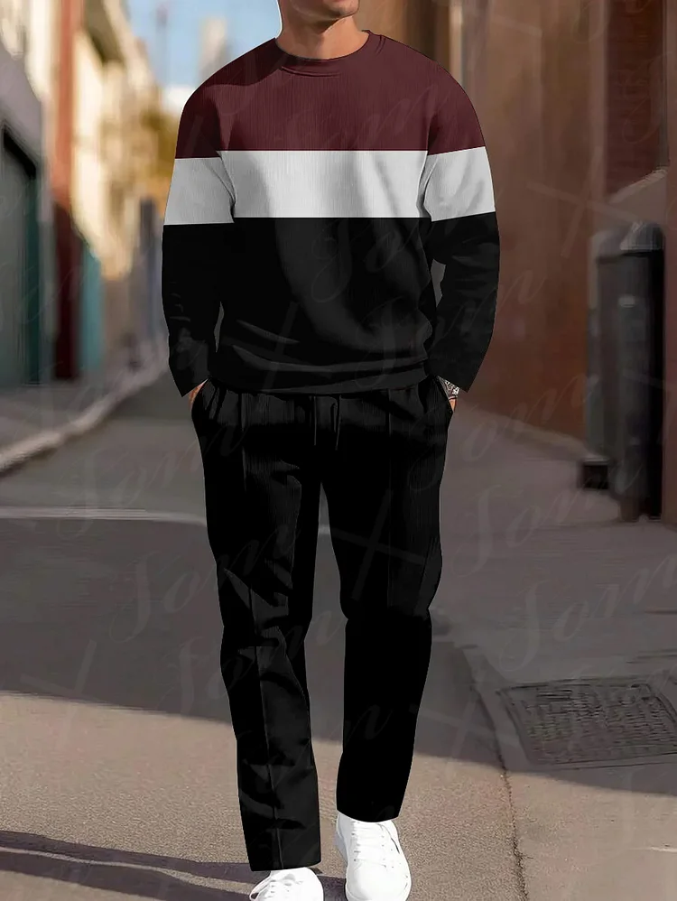 Men Casual Printed Hoodied and Pants Suit