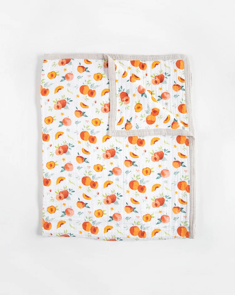 Cotton Muslin Quilted Throw - Georgia Peach