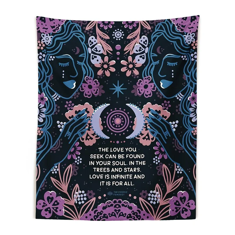 Indian Moon Phase Girl Tapestry Wall Hanging Rainbow Flower Decor Macrame Hippie Witchcraft Tapiz Decoration Tablecloth turban