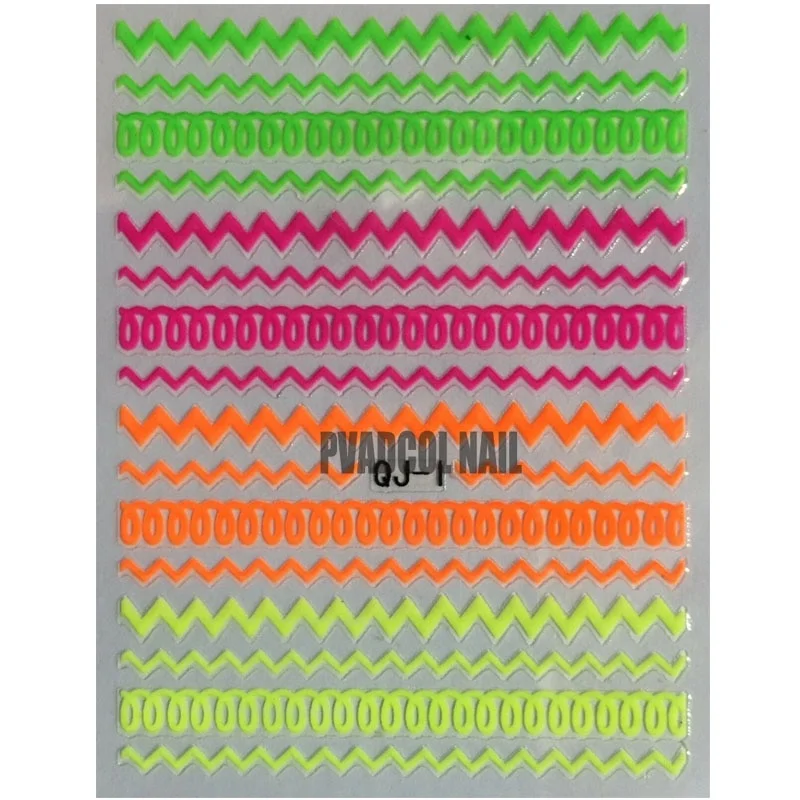 Nail Art 3D Decal Stickers Neon Lines Stars Summer Nails Self Adhesive Manicure Acrylic Designs Tool-Nail Inspo