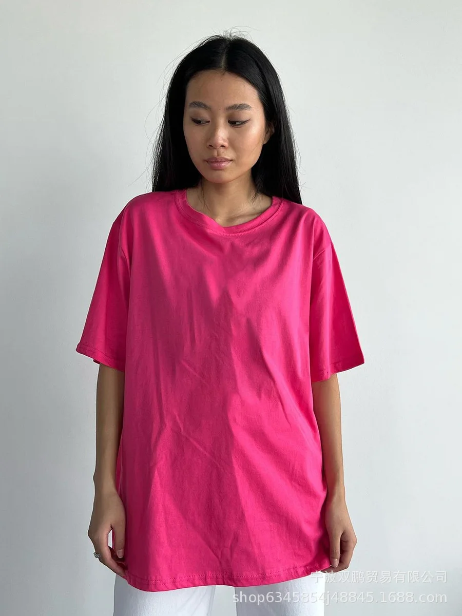 Athvotar Athvotar Spring And Summer New Solid Color Short-Sleeved Women Loose Large-Band Pure Cotton T-Shirt Simple Top