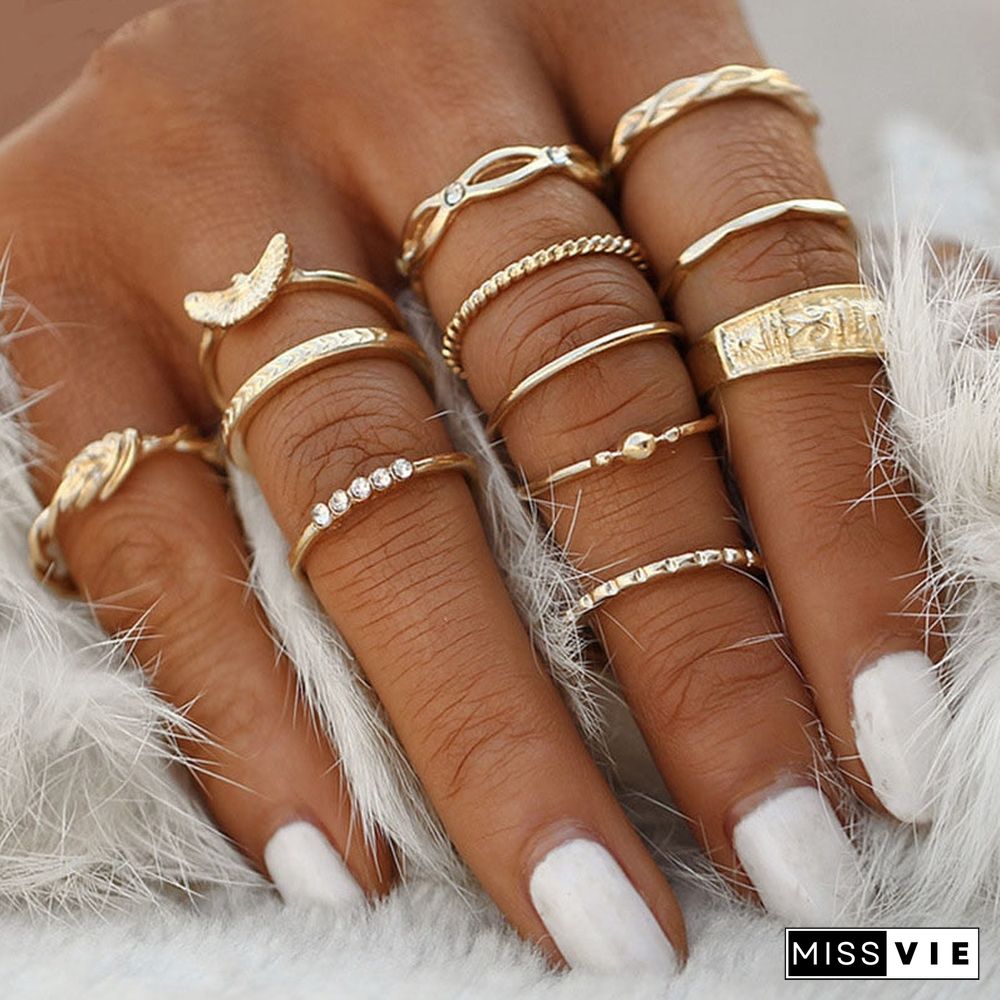 30 Styles Trendy Boho Midi Knuckle Ring Set For Women Crystal Geometric Finger Rings Fashion Bohemian Jewelry