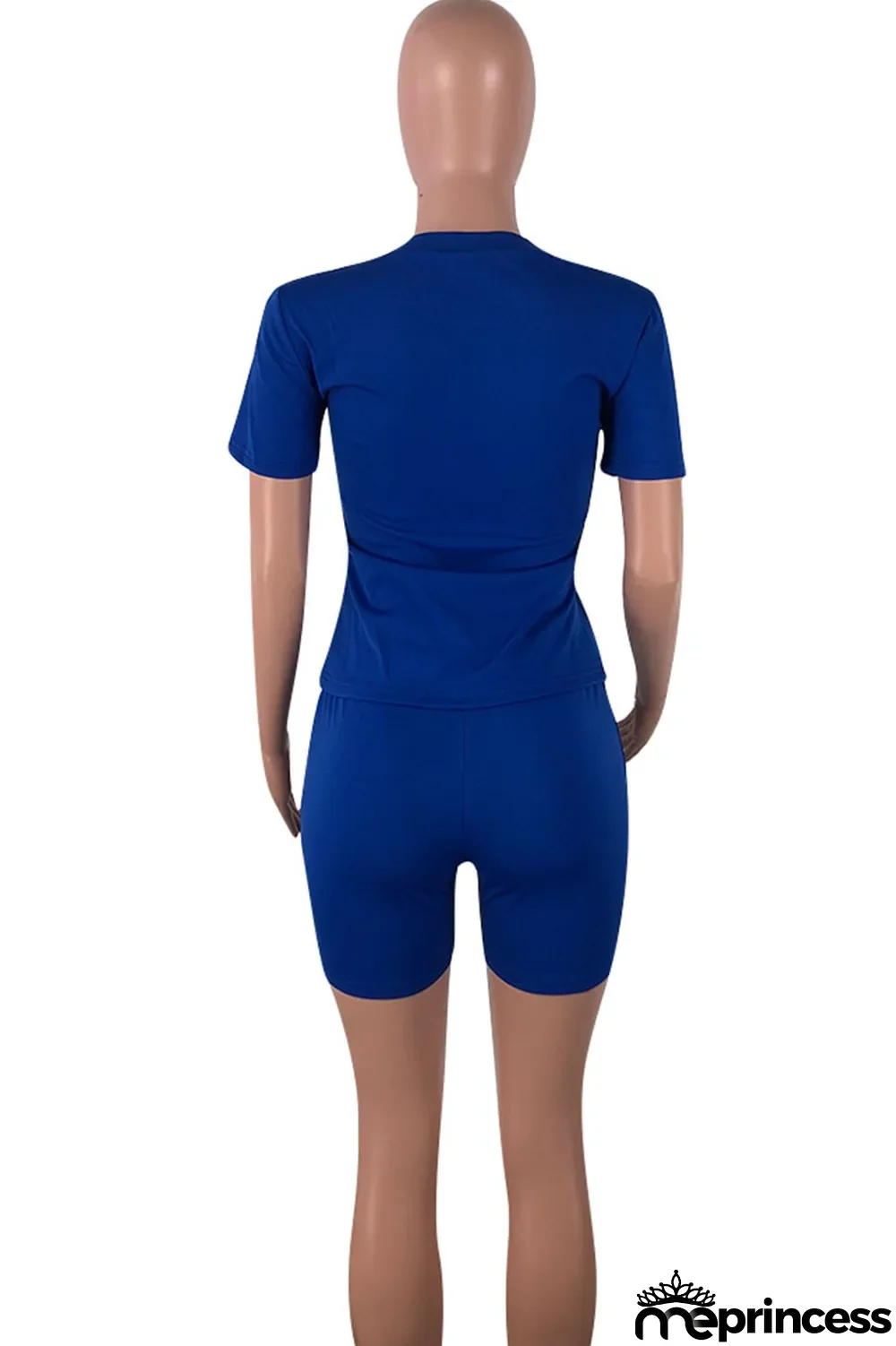 Orange Casual Letter Print Split Joint O Neck Short Sleeve Two Pieces