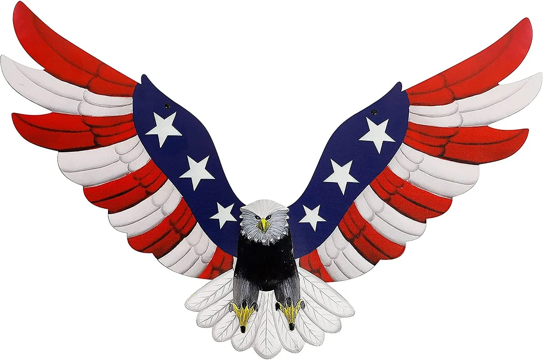 23.6" x 14" American Flag Bald Eagle Hanging Patriotic Sculpture