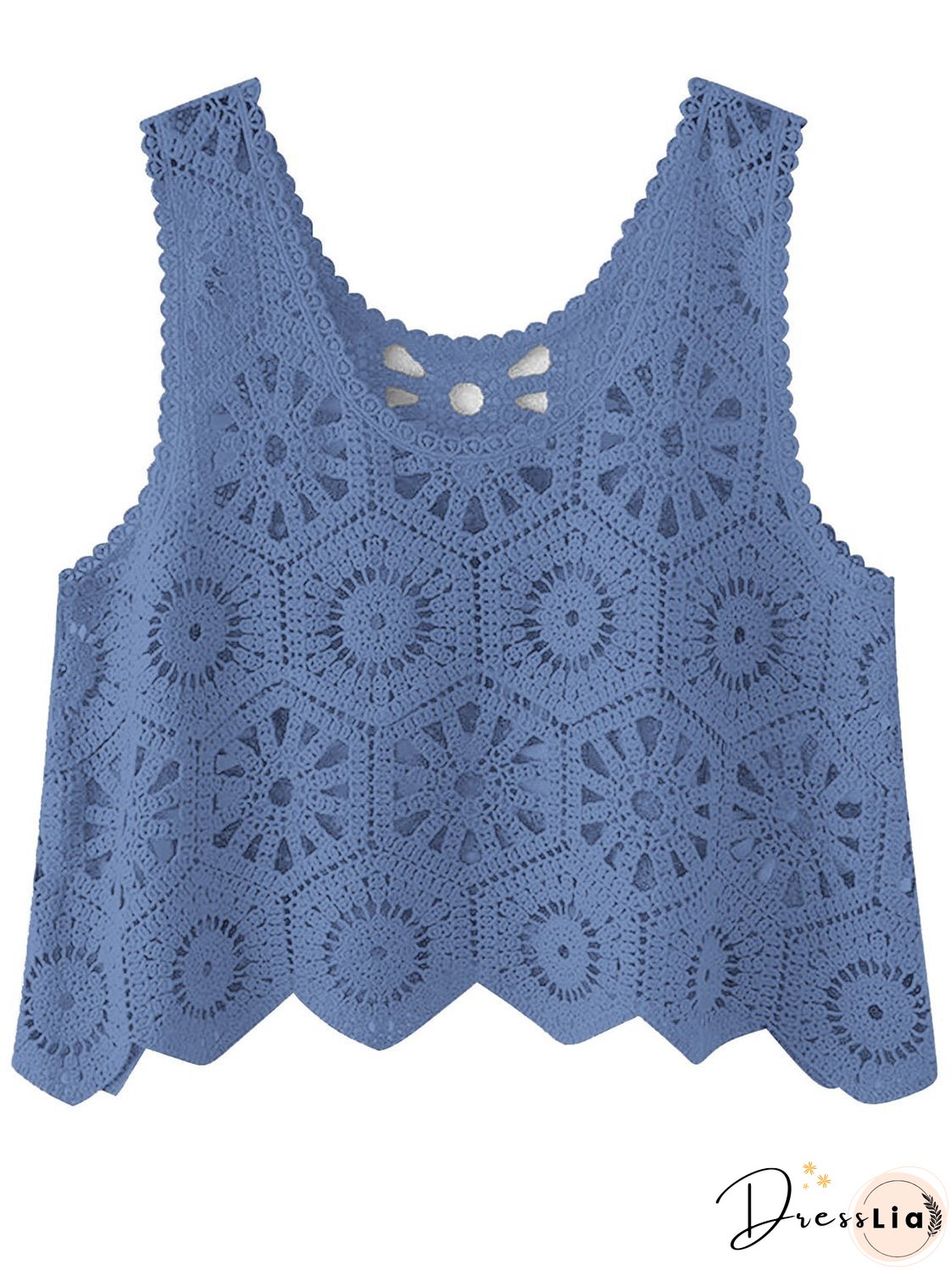 Openwork Round Neck Knit Vest