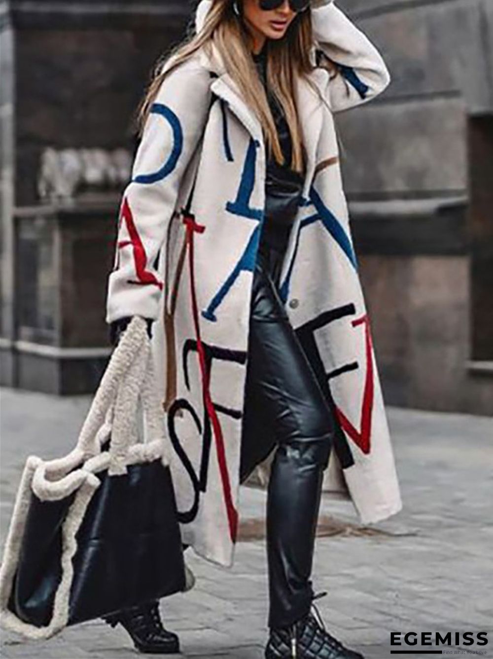 Collar Letter Print Fashion Coat | EGEMISS