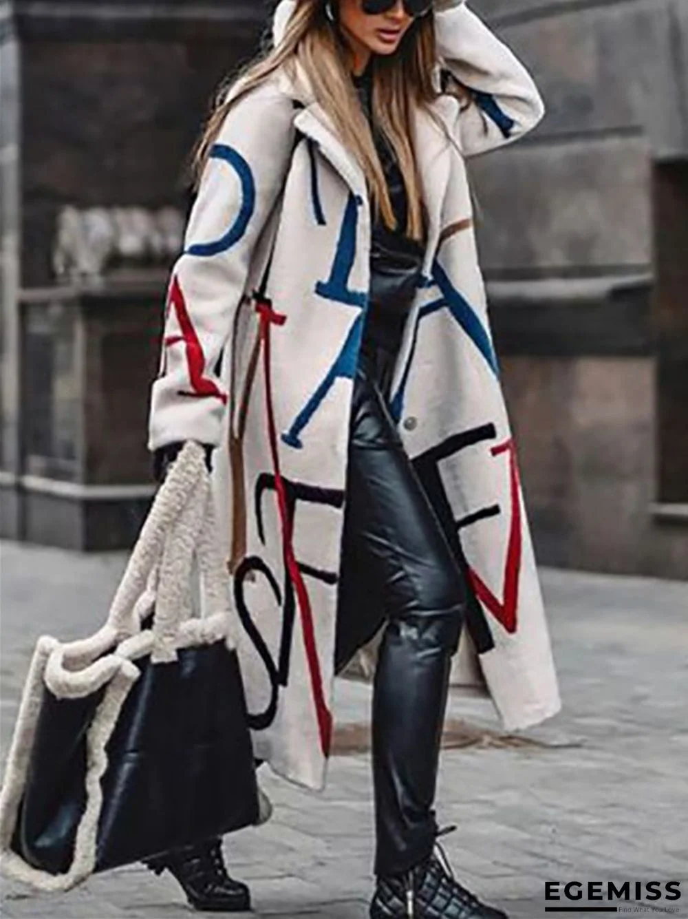 Collar Letter Print Fashion Coat | EGEMISS