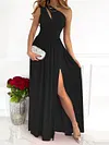 One-Shoulder Solid Color Maxi Dress