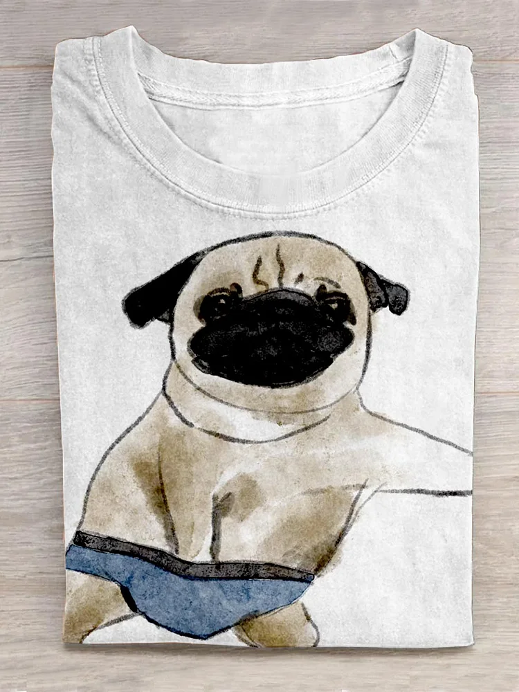 Funny Cute Dog Art Print Design T-shirt