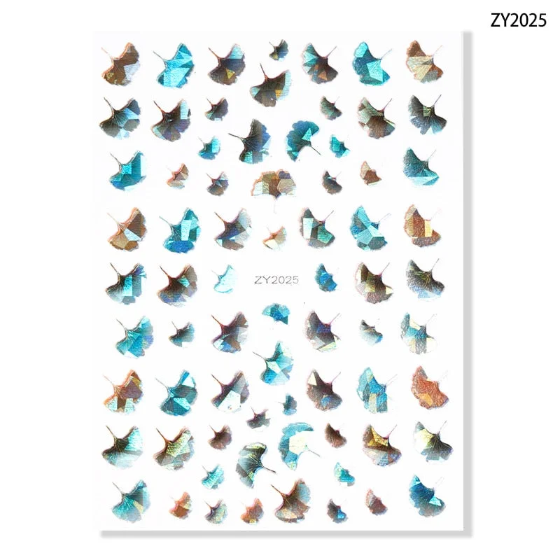 1Pcs Laser Ginkgo Leaf Self-adhesive Nail Sticker Lucky Four-leaf Clover Animal Cartoon Nail Art Sticker Decal Nail Charm Design