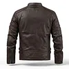 Men's Vintage Leather Motorcycle Jacket with Fleece Lining - Warm Winter Biker Coat with Stand Collar & Zipper Pockets by Inlyline