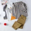 Kids Boys Baby Suits Toddler Plaid Outfits 3 Pcs