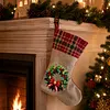 DIY Diamond Painting Christmas Stockings Hanging Ornaments Large Capacity Xmas Socks Pendant Wear Resist Candy Gift Storage Bags for Family Christmas Holiday Party Decoration (Christmas wreath)