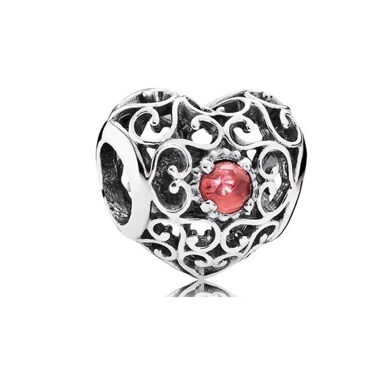 1 Piece Retro Heart Shape Alloy Inlay Birthstone Jewelry Accessories