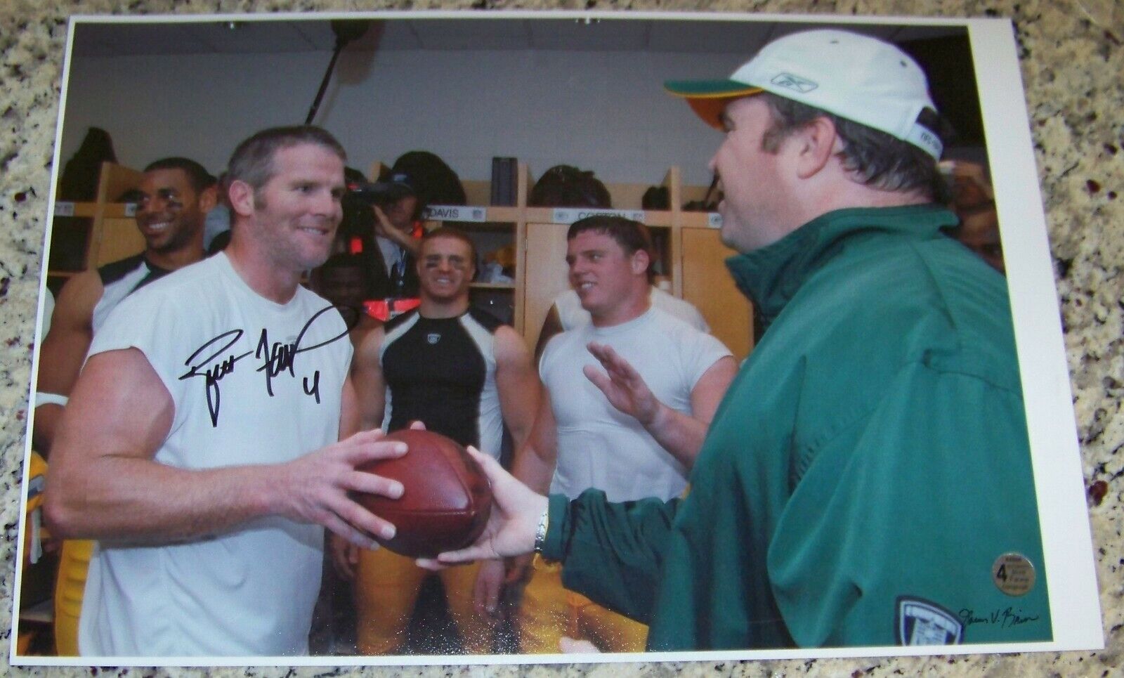 FLASH SALE! Brett Favre Mike McCarthy Signed 13x19 Football Photo Poster painting Favre Hologram