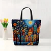 Colorful Houses-11CT DIY Stamped Cross Stitch Shopping Bag 40*40cm/15.75*15.75in