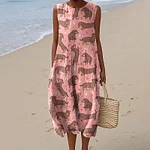 Women's Cute Dachshund And Bow Art Sleeveless Dress - Image 2
