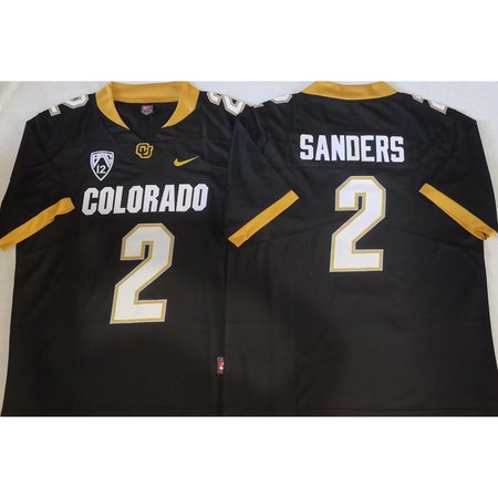 Men's Colorado Buffaloes Black #2 Sanders Stitched Jersey LZD1