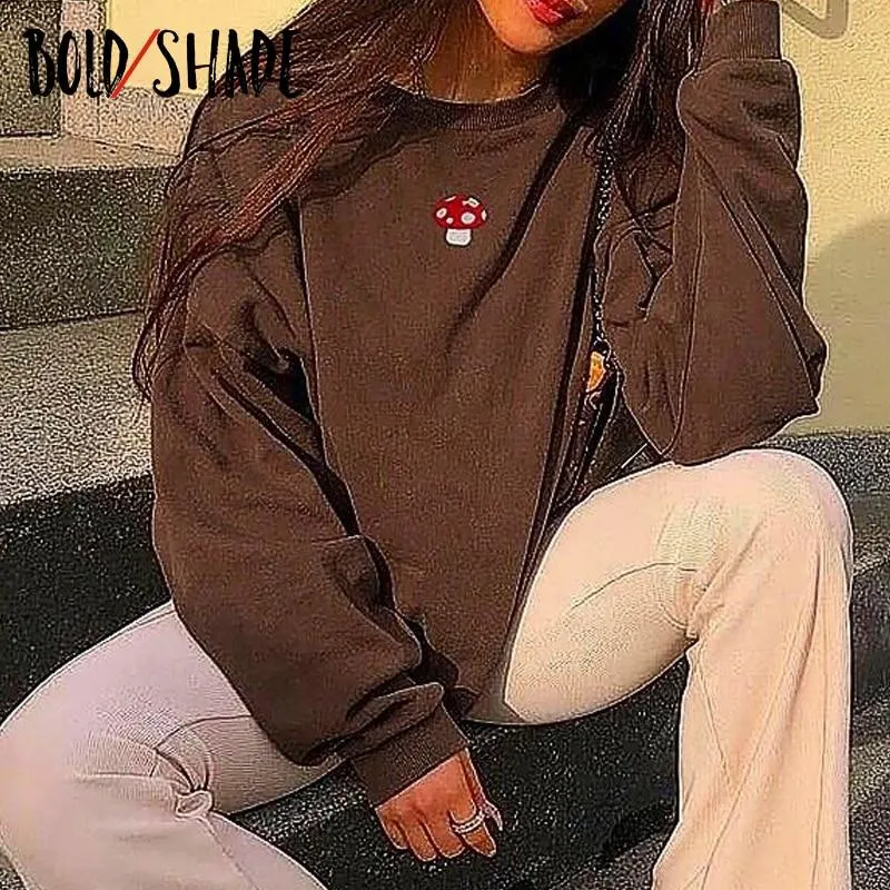 Bold Shade Indie Aesthetic Sweatshirts Y2K Fashion Streetwear Long Sleeve Hoodies Graphic Embroidery 90s Style Vintage Hoodies