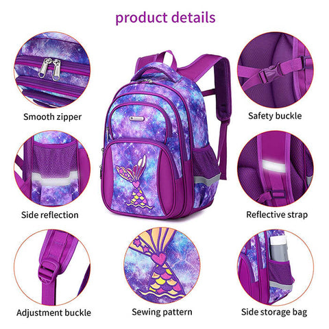 Girls Mermaid Backpack for School Kindergarten Backpack for Girl