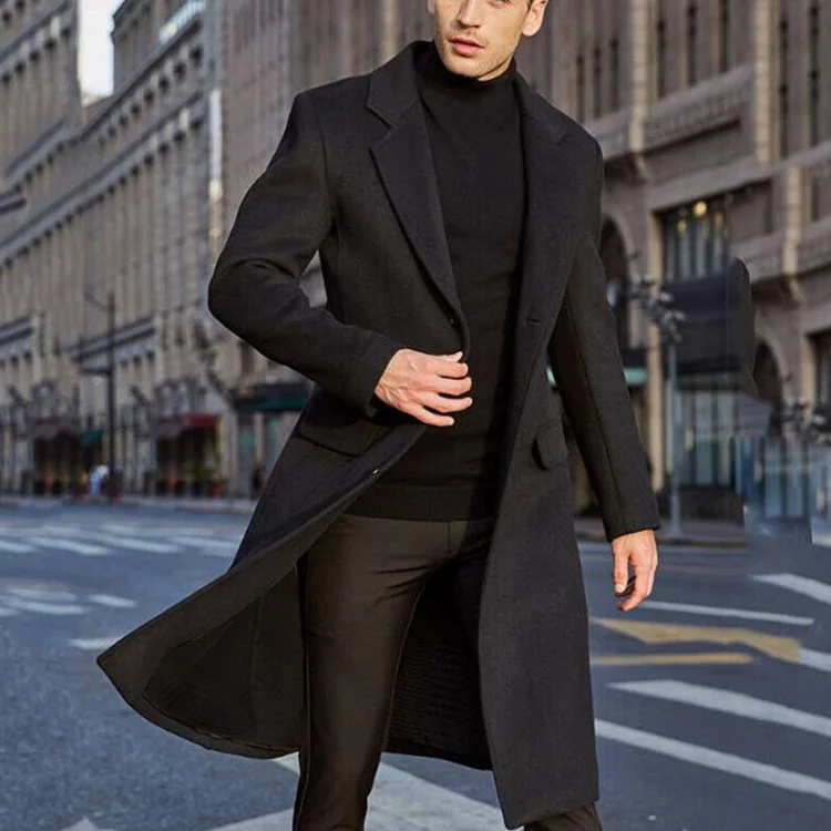 Woherb 2023 New British Men's Long Trench Coat Woolen Coat Wish Men's Woolen Coat-Outfit Ideas