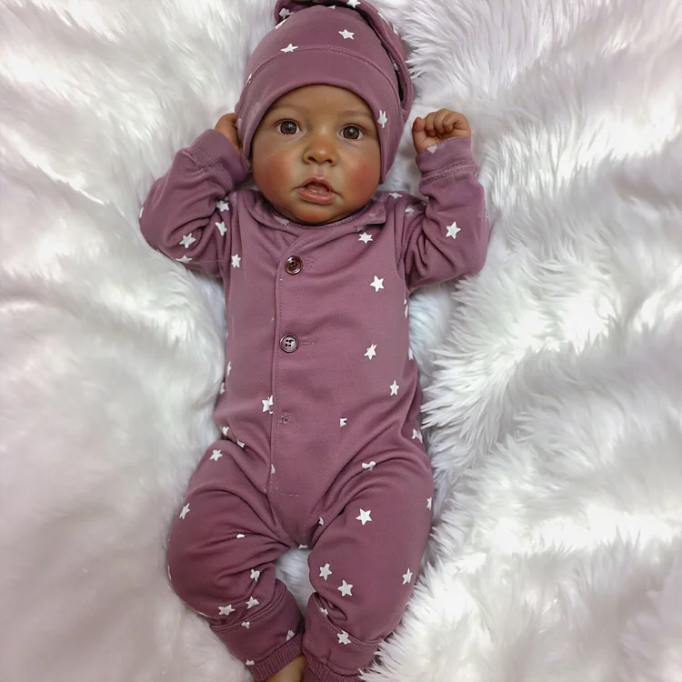 12"& 16" African American Reborn Full Silicone Baby Doll Girl Tabitha with Chubby Body and Artificial Brown Eyes
