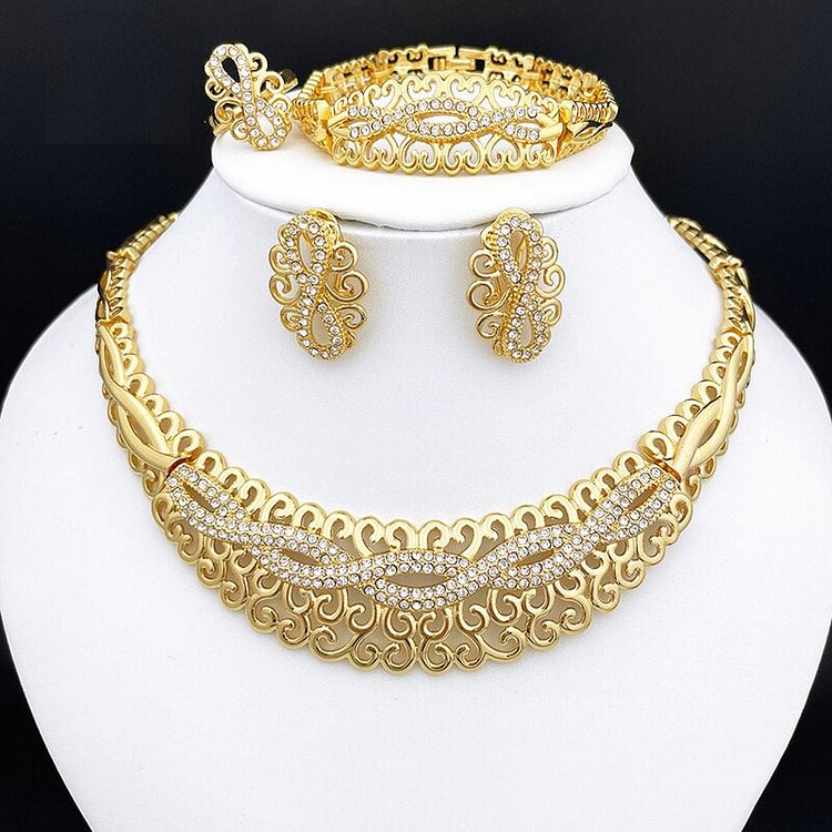 Gold Plated Jewelry Set Women Necklace And Earrings