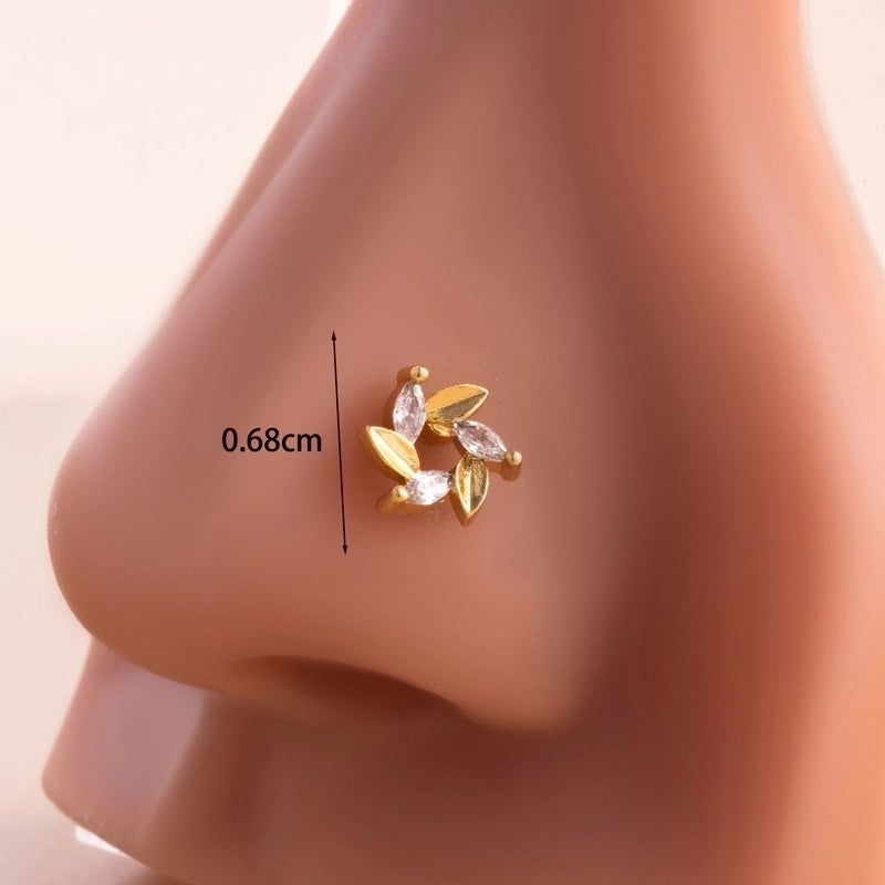 1 Piece Nose Rings & Studs Casual Minimalist Butterfly Antlers 316L Stainless Steel  Copper Inlay Zircon Nose Rings & Studs