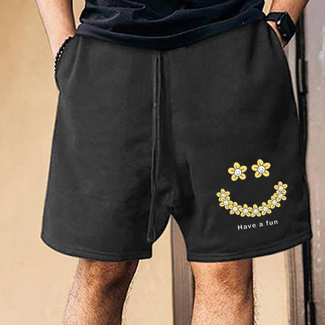 Men's Spring & Summer Smiley Short Sweatpants-barclient