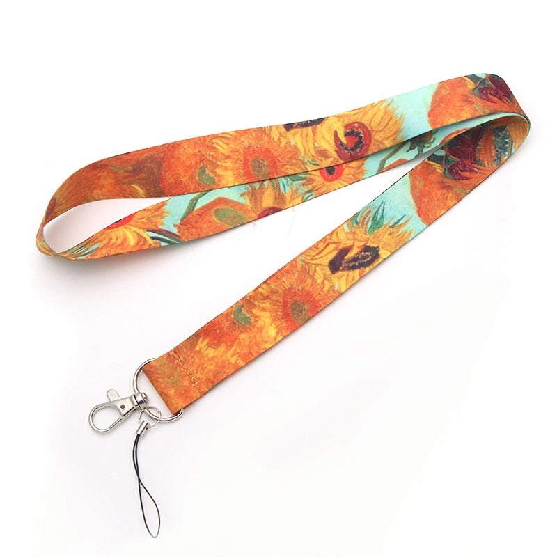 Art Style Van Gogh Lanyard Card Cover Student School Card Bus Pass Shuttle Card Access Control Card Double-sided Printed Mobile Phone Strap