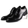 Classic Mens Pointed Toe Formal Leather Derby Dress Shoes