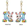 (US Only)PET Double Sided Special Shaped Easter Alphabet DIY Diamond Painting Keychain