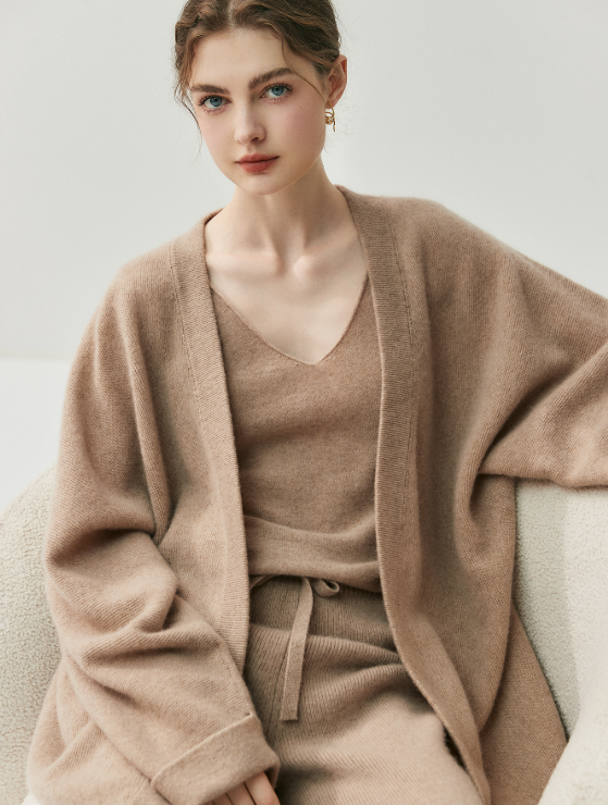 Women's Open-Front Cashmere Cardigan REAL SILK LIFE
