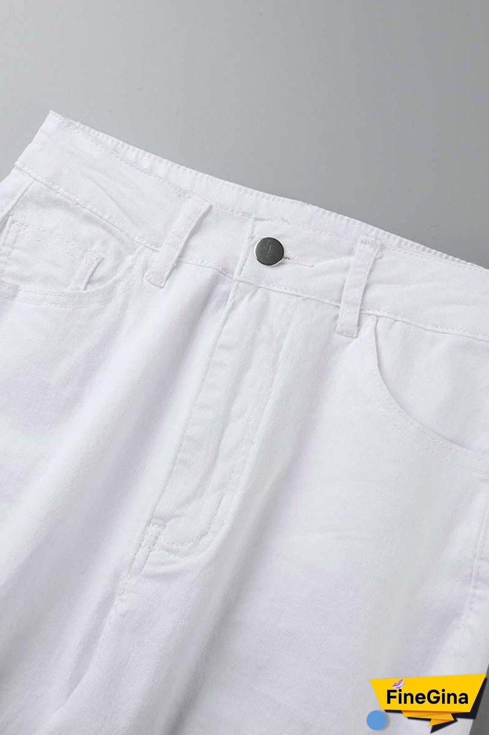 White Casual Solid Ripped Patchwork High Waist Skinny Denim Jeans