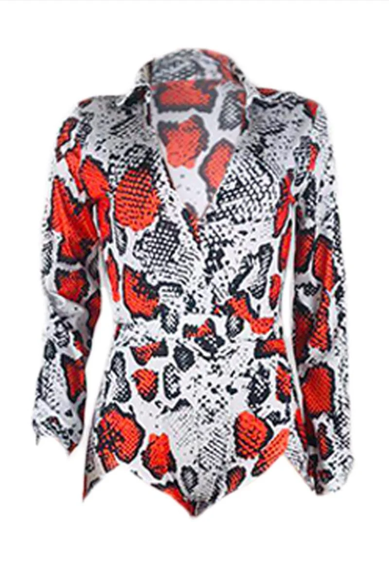 Sexy Print Long Sleeve Romper