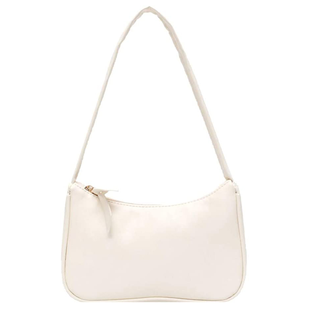 

Women Pure Color Armpit Bag Shoulder Handbag, White, 501 Original