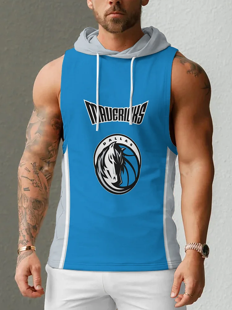 Dallas Mavericks Men's Casual Comfy Sleeveless Hooded Tank Top