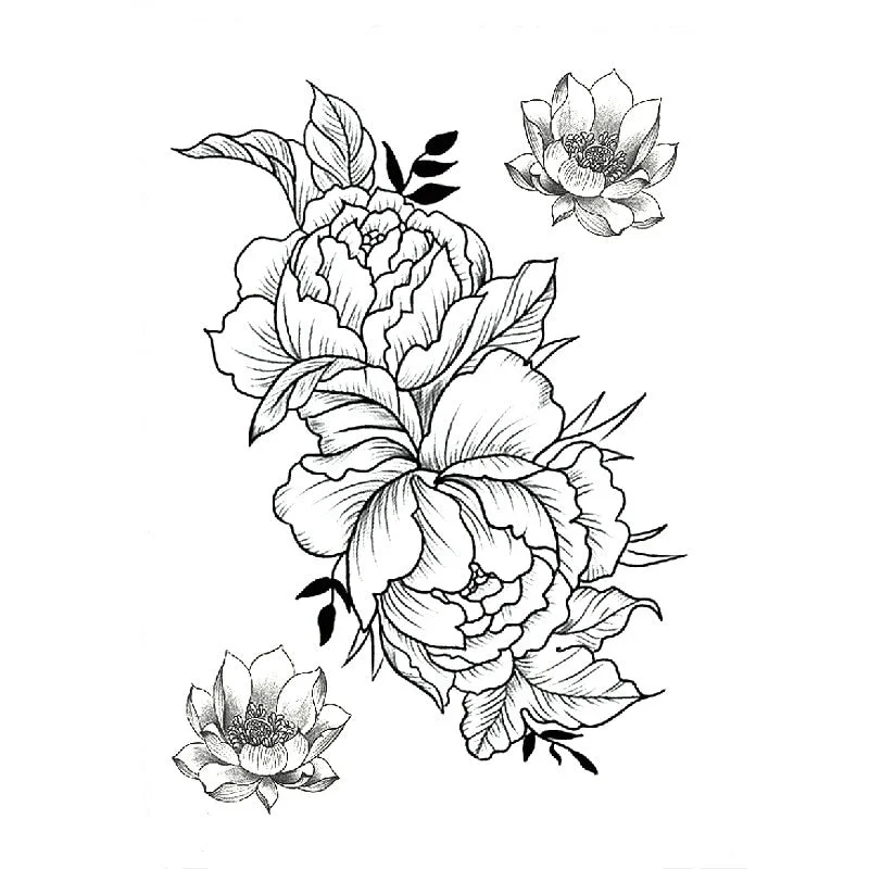 1 PC Fashion Women Girl Temporary Tattoo Sticker Black Roses Design Full Flower Arm Body Art Big Large Fake Tattoo Sticker