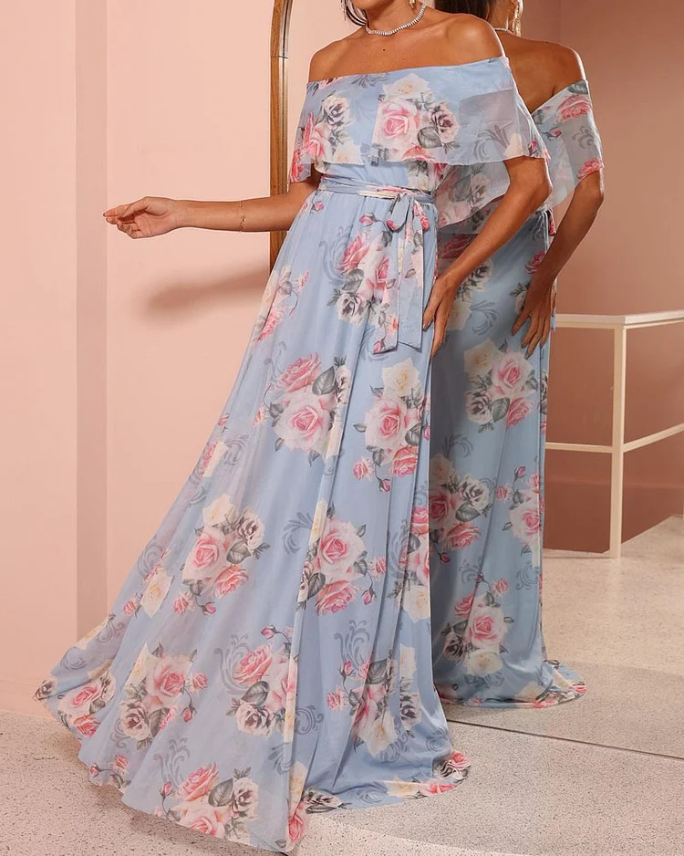 Elegant One Shoulder Print Dress