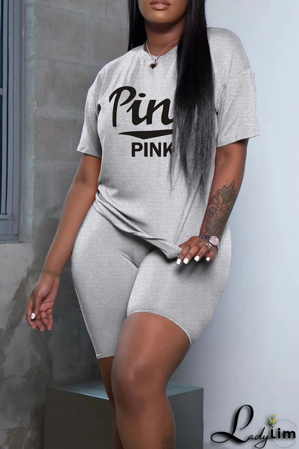 White Casual Print Patchwork O Neck Short Sleeve Two Pieces