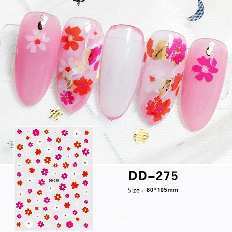 3D Rose Flowers Butterfly Sticker Sliders for Nails Elegant Leaf Floral Design Decals DIY Nail Art Decorations