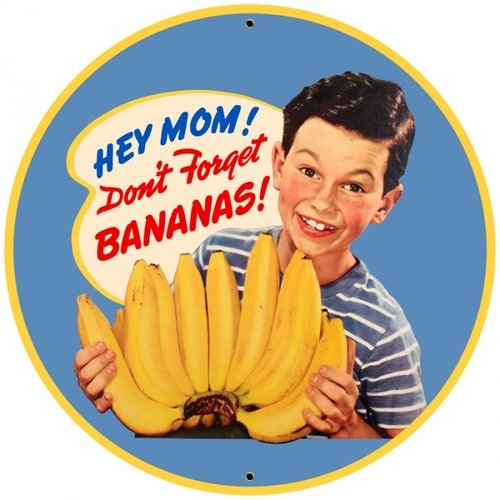 Banna Food- Round Shape Tin Signs/Wooden Signs - 30*30CM