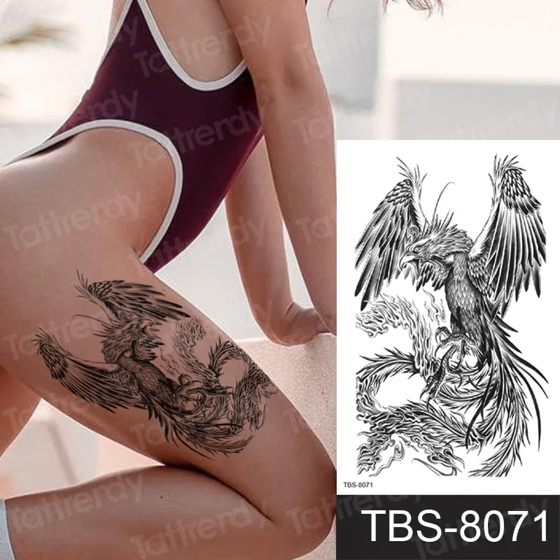 temporary tattoo phoenix dragon animals tattoo art body stickers women men legs sexy tatoo fake waterproof decal sheet water