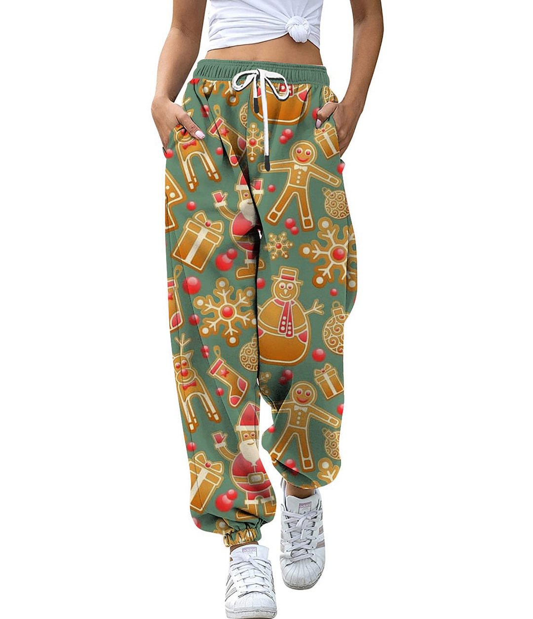Christmas  Printed Loose Casual Sports Harem Pants
