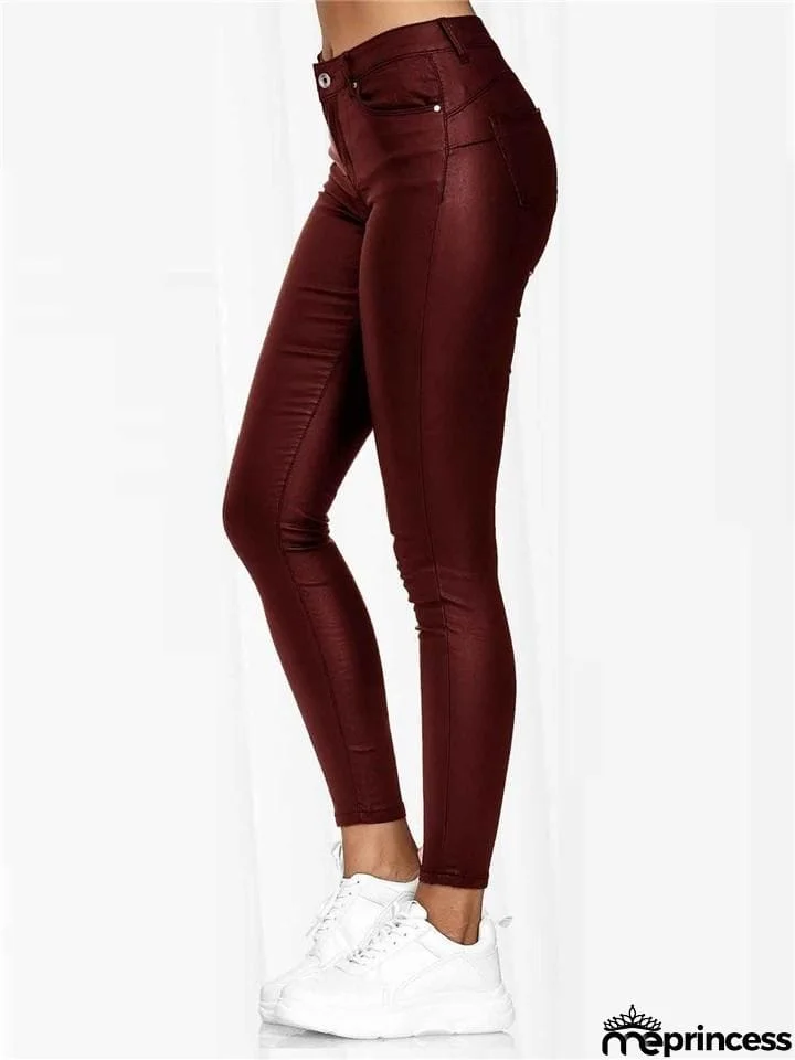 Sexy Slim Fit High Rise Button Closure Pants for Women