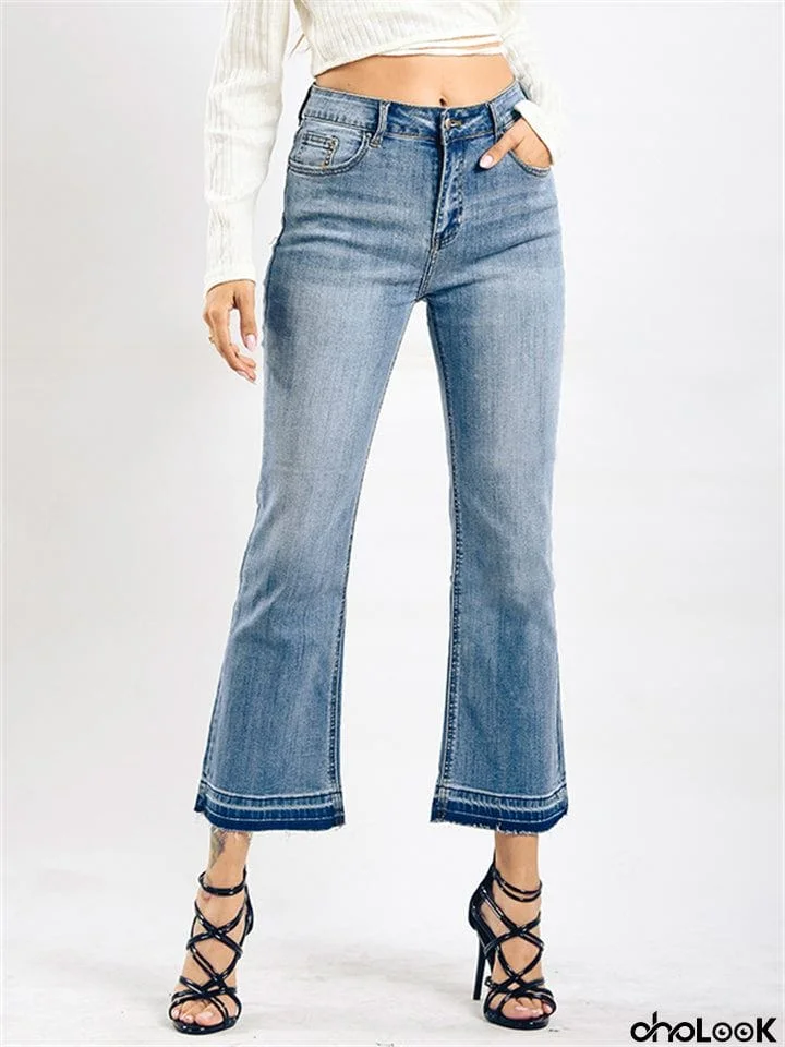 Women's Simple Style Washed Effect Loose Daily Denim Pants