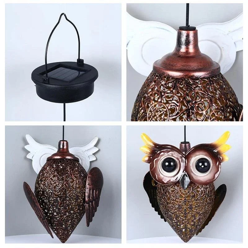 Solar Powered Decorative Metal Hanging Owl
