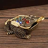 Pure brass fortune-attracting three-legged golden toad bronze tea pet jewelry crafts