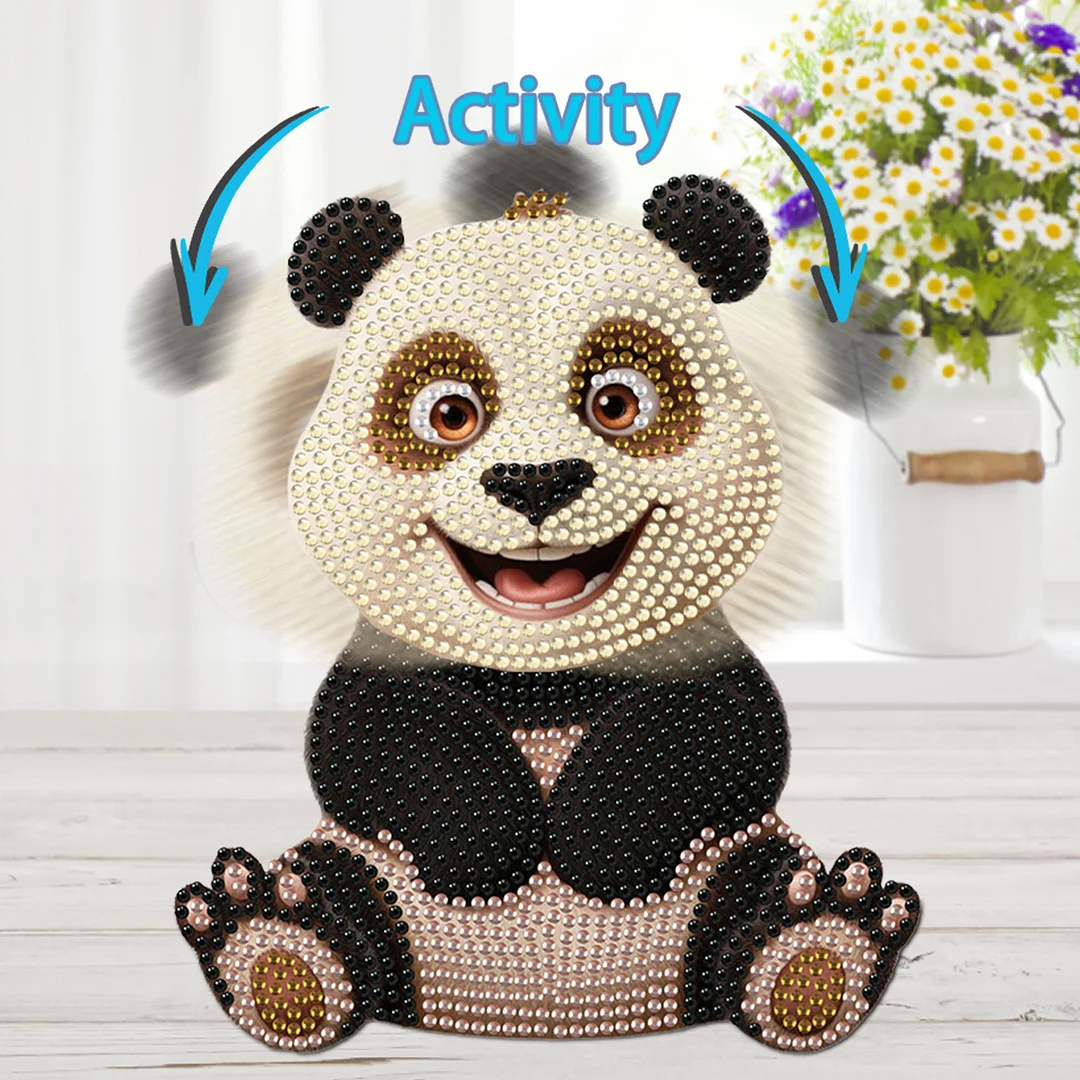 Acrylic Shaking Head Desktop Diamond Art Kits for Adults Beginner (Panda)