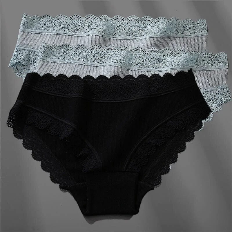 3PCS/Set Women's Cotton Panties Sexy Lace Lingerie Female Soft Underwear For Girls Ladies Underpants Floral Briefs Woman's panty
